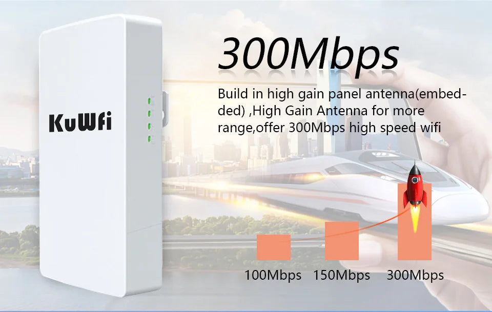 KuWFi Long-Range Outdoor Wi-Fi Extender – Signal Boosting Up to 1KM!