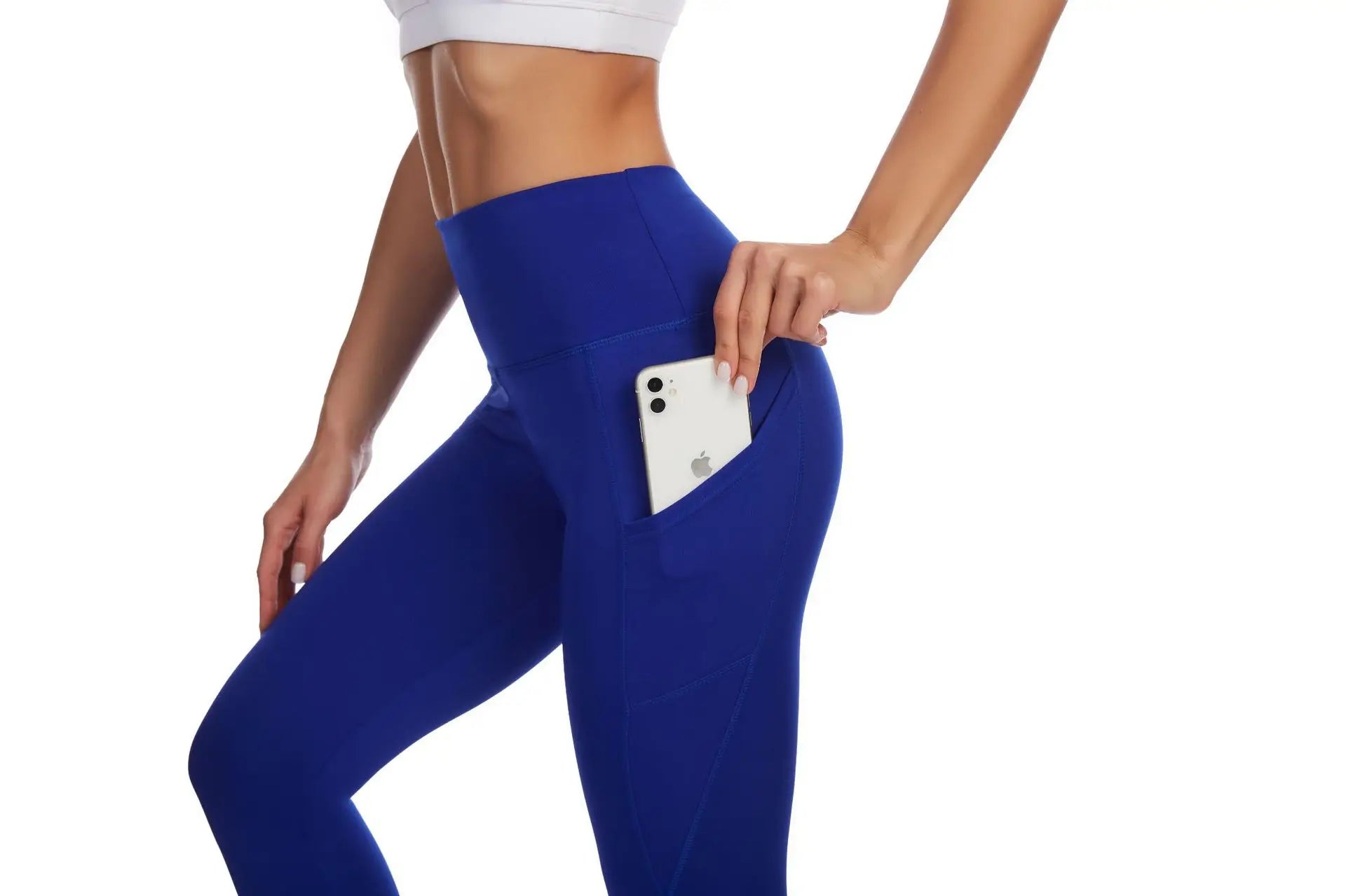 Stylish Women's High-Waisted Skinny Leggings with Pockets for Gym, Running, and Yoga