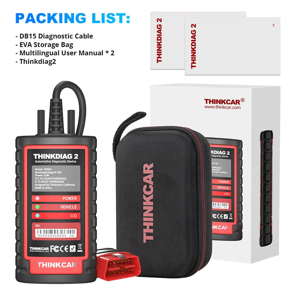 THINKCAR ThinkDiag 2 Pro OBD2 Diagnostic Scanner with All-System Support and Advanced Reset Functions