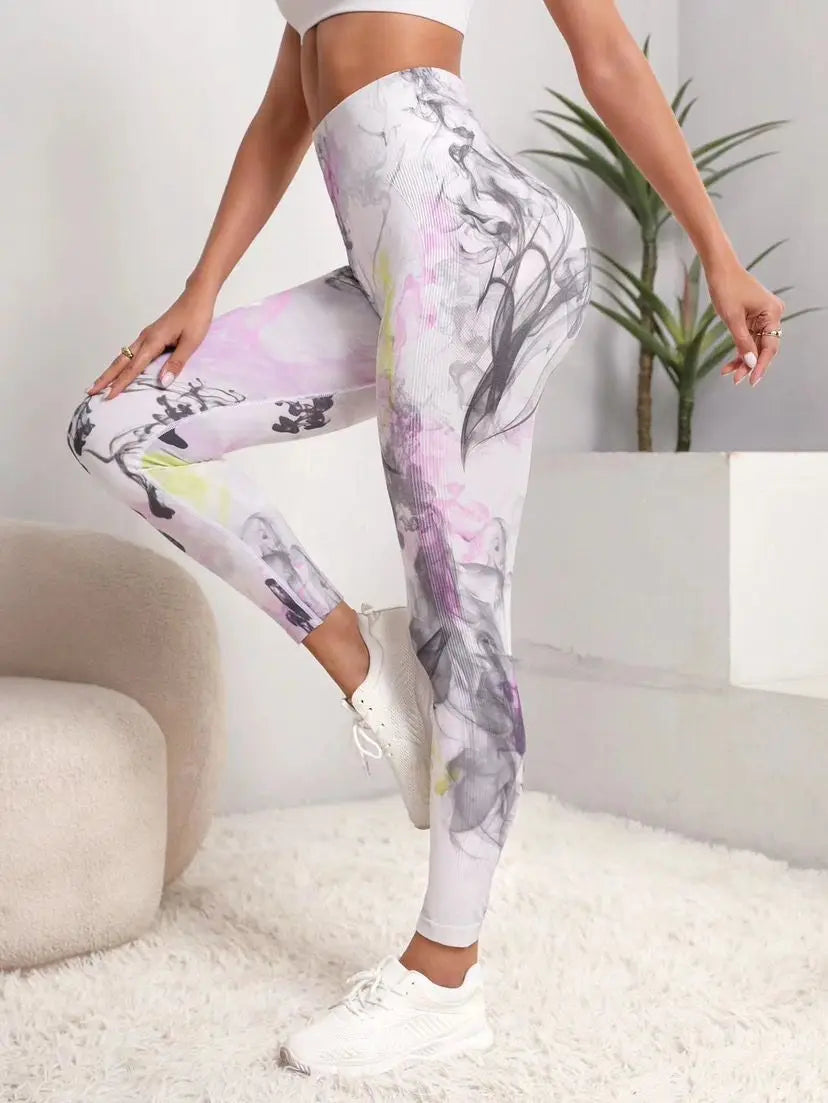 Women's High Waist 3D Printed Seamless Yoga Leggings - Push Up Booty Workout Pants for Fitness and Gym