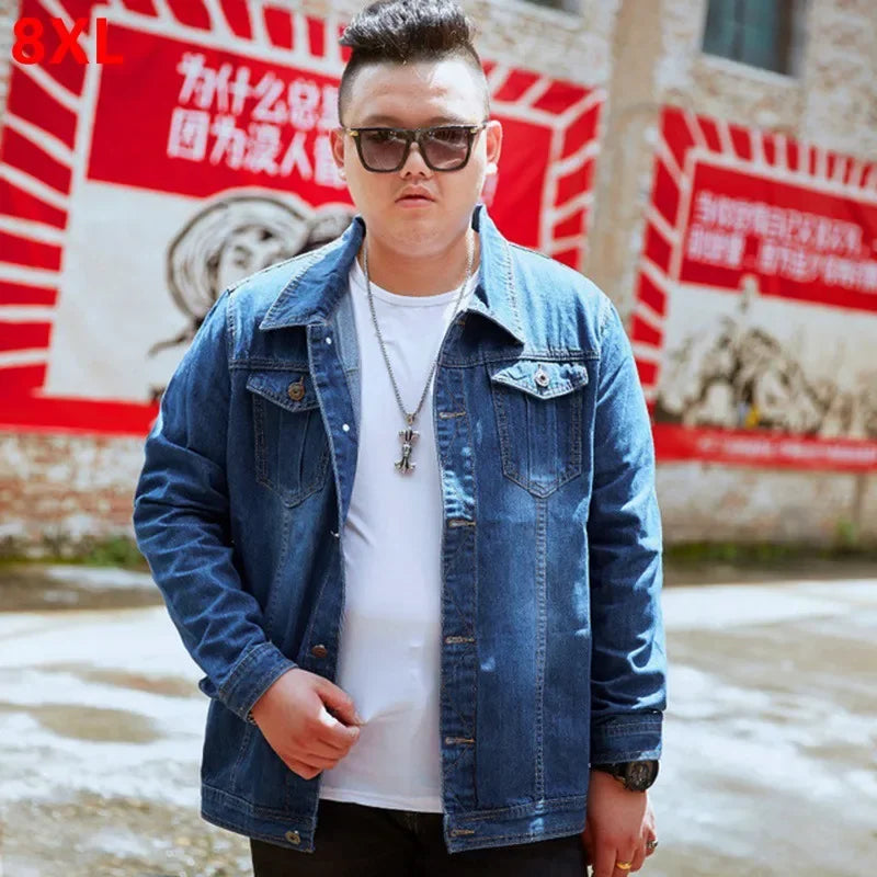 2024 Denim Jacket Men Oversized 6xl 7XL Fashion Design Spring Large Size Clothing Casual Coat Male Jean Jacket Men Denim Jackets