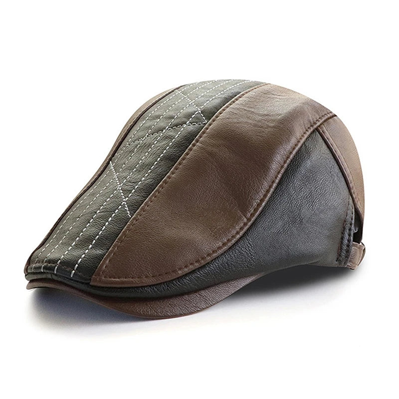 Elegant Leather Beret for Men - Vintage British Style Painter Cap for Autumn & Winter Fashion