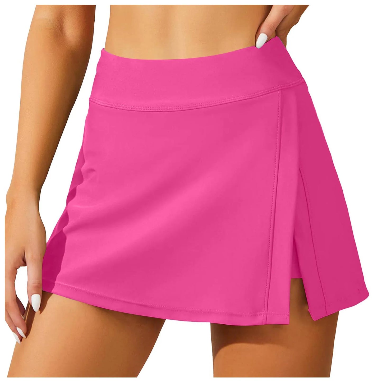 High-Waisted Women's Swim Skirt with Built-In Shorts - Stylish Split Bikini Bottoms for Summer Swimming