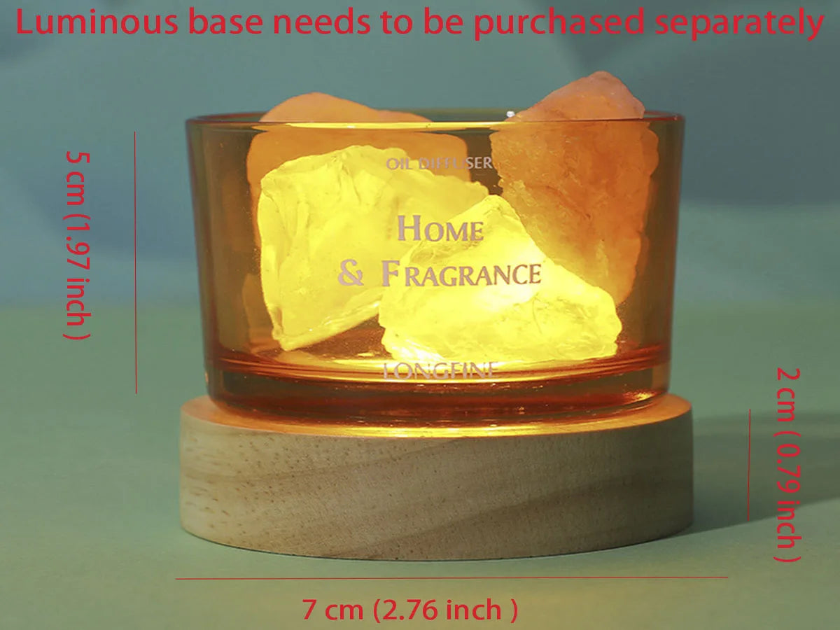 1PC Stone Diffuser - Natural Fragrant Crystal Stone with Wooden Luminous Base for Home Decoration, Bedroom, and Living Room Use