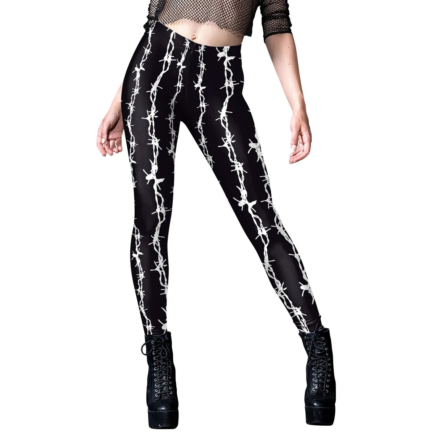 Gothic Enchantment 3D Scar Women’s High Waist Leggings with Divination Print - Sexy Stretch Ankle Pants for Yoga and Casual Wear