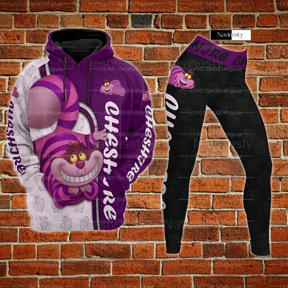 Customizable Disney-Inspired Women's Hoodie and Legging Set for Yoga and Sports Fashion 2024