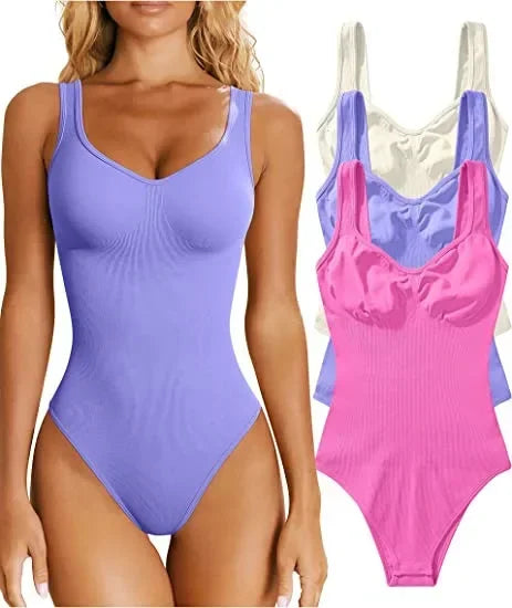 Seamless Tummy Control Bodysuit with Square Neck and Thong Design for Modern Women - 2023 Edition