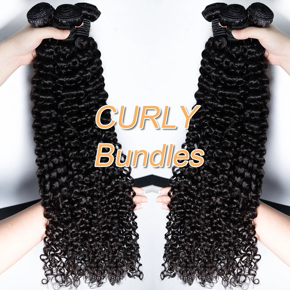 Luxury Indian Remy Curly Wave Hair Bundles - 10-30 Inches Natural Black 100% Human Hair Extensions