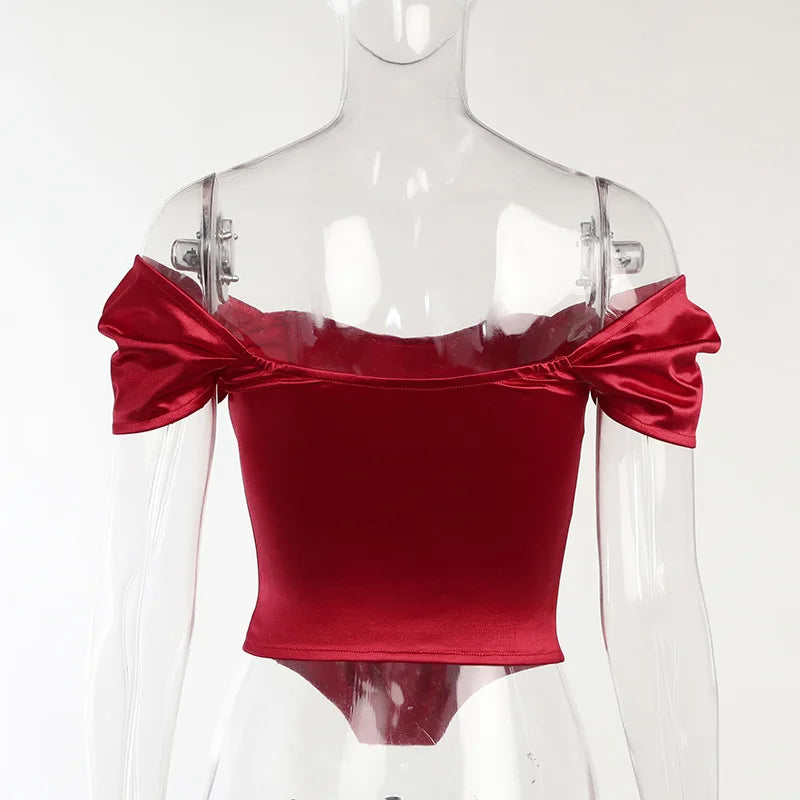 2024 Summer Satin Bow Tie Backless Corset Top for Women - Trendy Sleeveless Cropped Clubwear