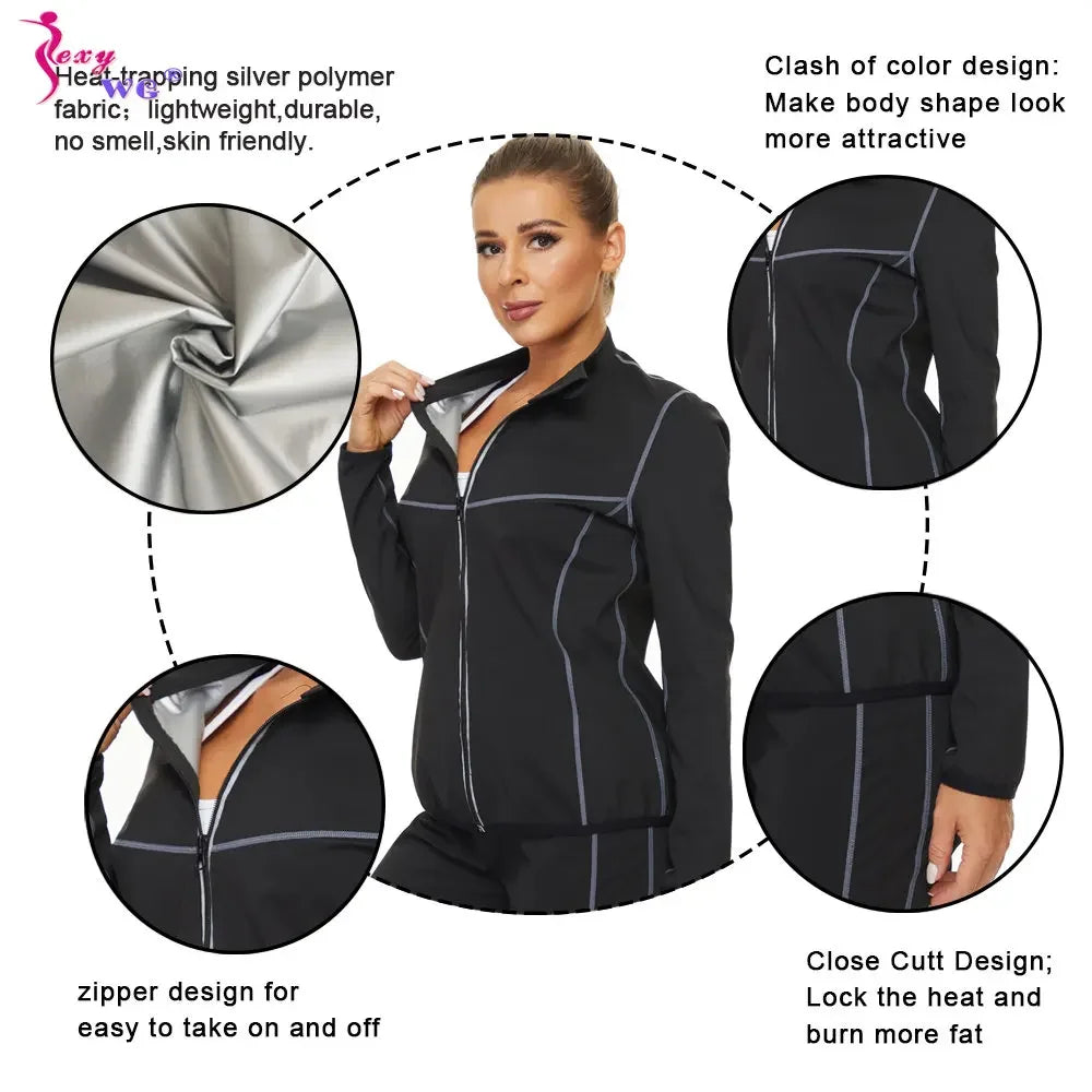 SEXYWG Women's Thermo Fitness Suit - Sweat-Inducing Gym Wear for Weight Loss and Body Shaping