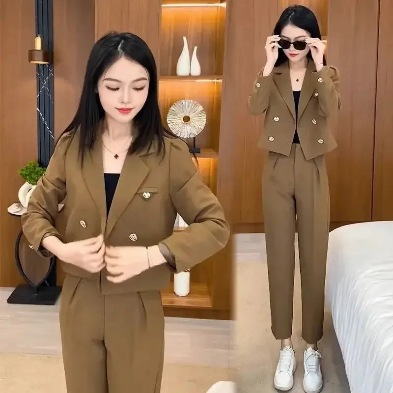 Baggy Blazer and Pant Sets for Women 2 Pieces Office Spring Autumn Suits Trousers Woman Wear To Work Professional Casual Elegant