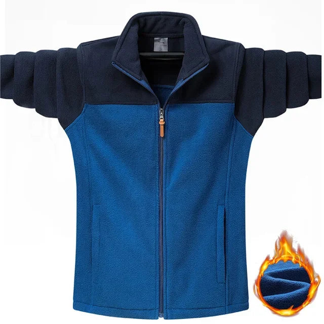 Oversized Men's Trendy Patchwork Fleece Jacket for Spring Sports and Casual Outings