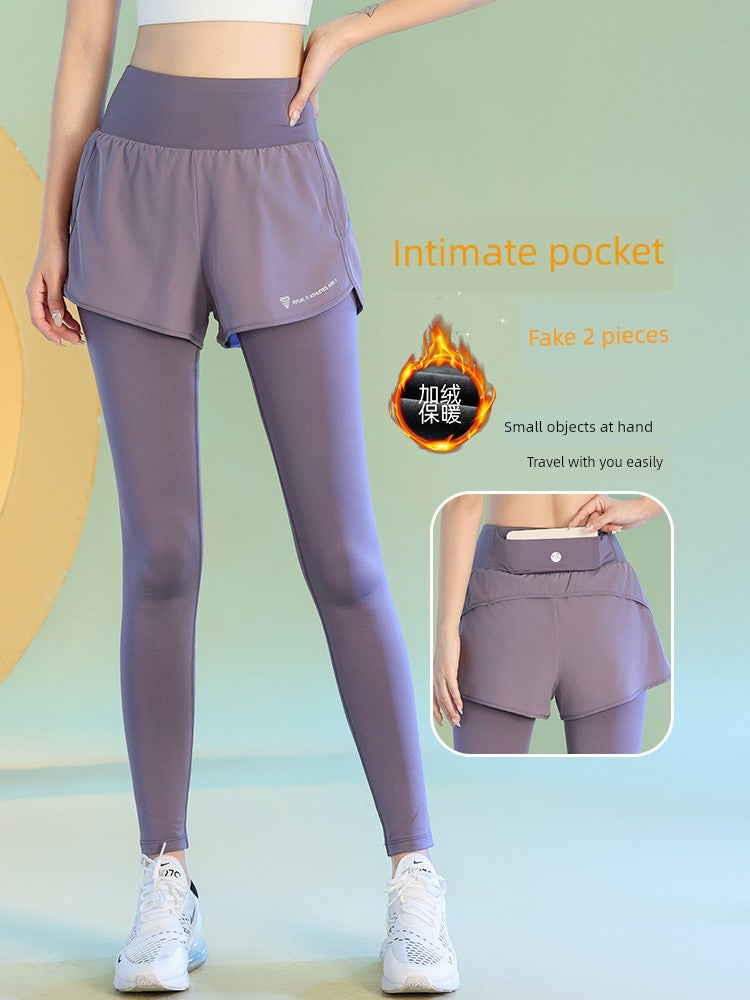 Fleece-Lined High Waist Yoga Leggings with Hip Lift Effect