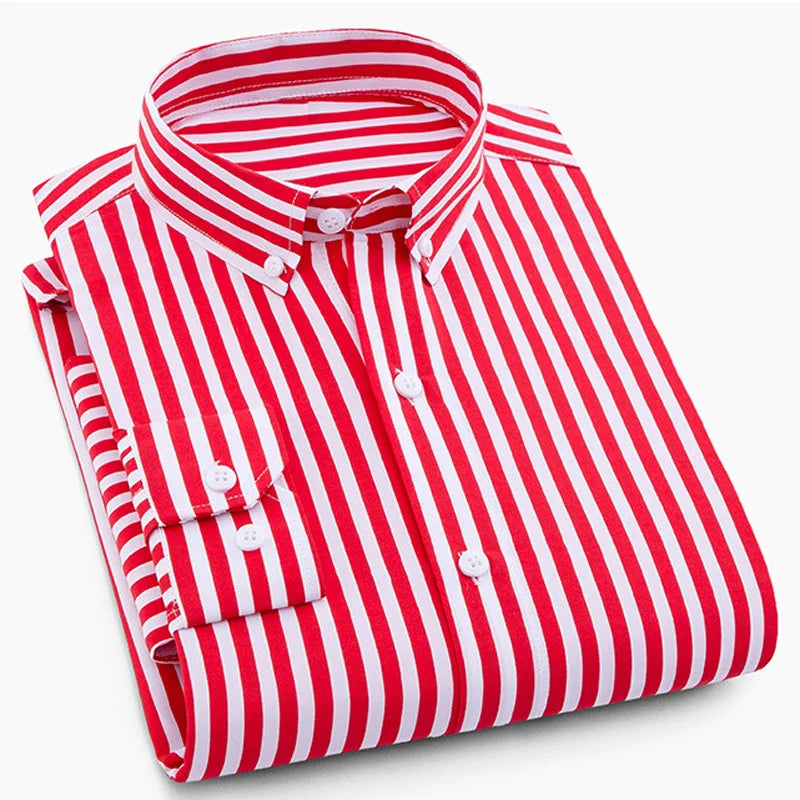 Premium Striped Long Sleeve Formal Shirt for Big and Tall Men - Spring/Summer Collection