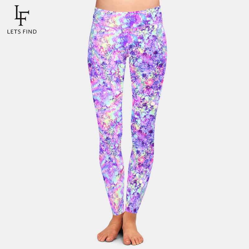 LETSFIND Women's High-Waisted 3D Glitter Fitness Leggings - Stylish & Comfortable Stretch Leggings for Every Occasion