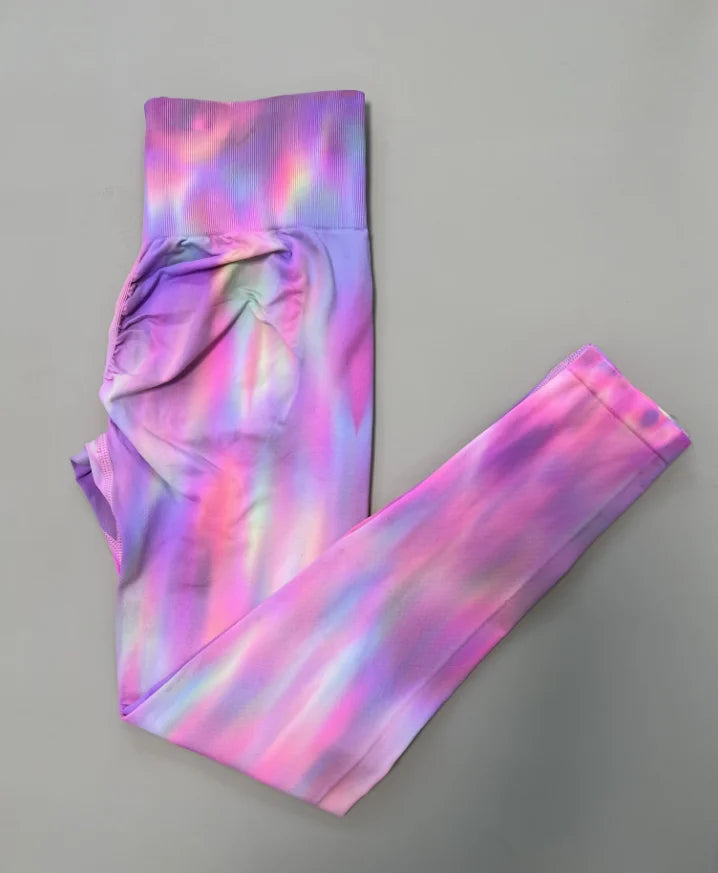 High Waist Tie Dye Scrunch Leggings for Women - Seamless Push Up Yoga & Fitness Pants