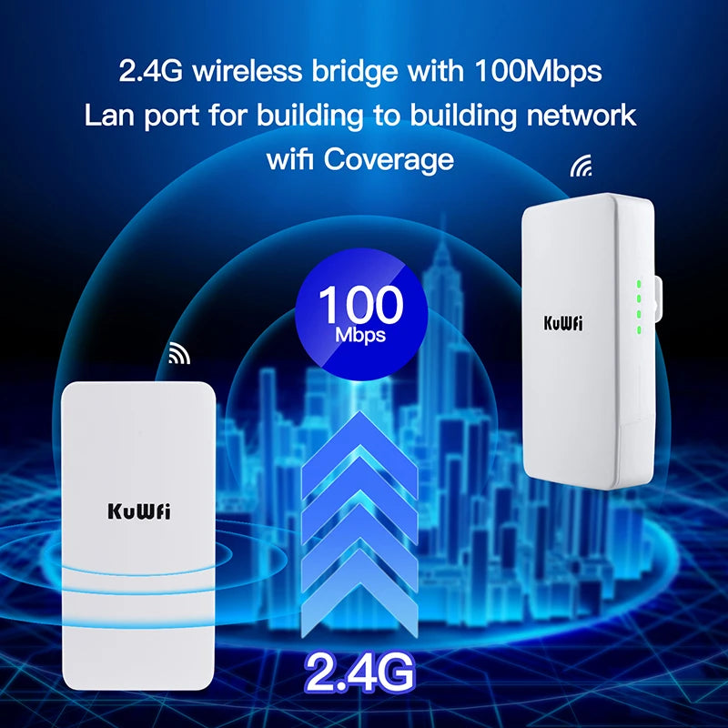 KuWFi Long-Range Outdoor Wi-Fi Extender – Signal Boosting Up to 1KM!