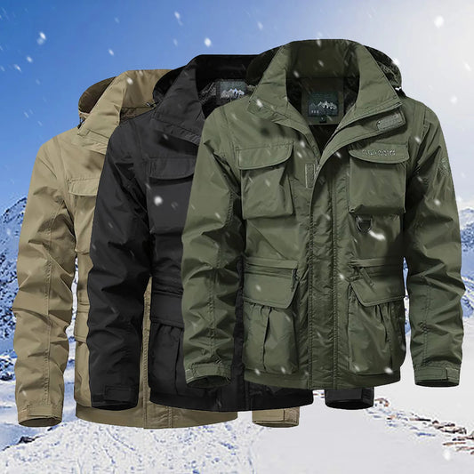 Versatile Men's Big and Tall Workwear Jacket with Removable Sleeves and Hood - Lightweight Outdoor Outerwear