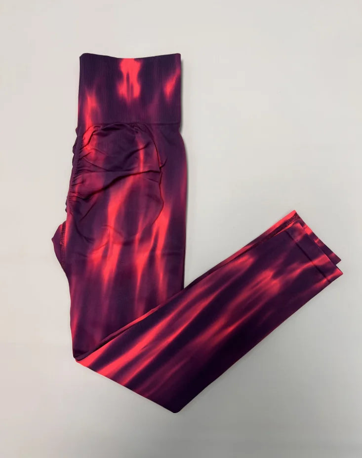 High Waist Tie Dye Scrunch Leggings for Women - Seamless Push Up Yoga & Fitness Pants