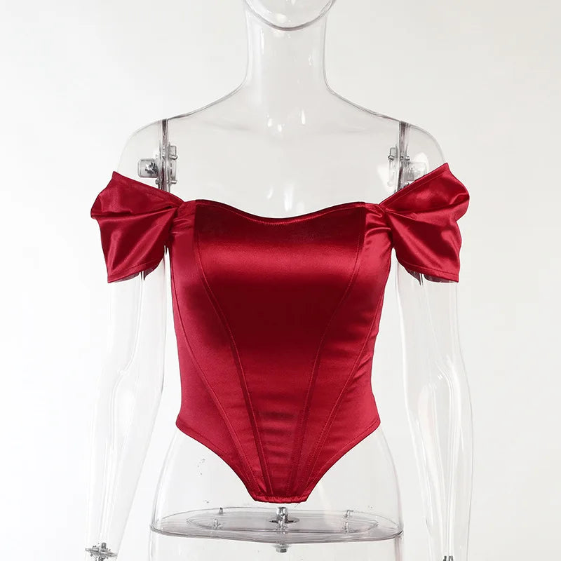 2024 Summer Satin Bow Tie Backless Corset Top for Women - Trendy Sleeveless Cropped Clubwear