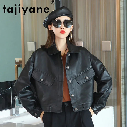 Tajiyane Genuine Leather Jacket Women Real Sheepskin Coat 2021 Autumn Short Slim Clothes Lady Fashion Biker Jackets Pele HLY75