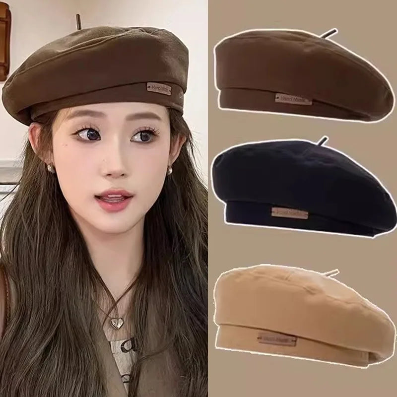 Unisex Retro Woolen Beret Hat for Autumn Winter 2023 - British Style Painter Cap in Classic Colors