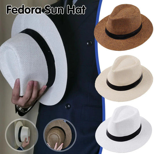 Chic Unisex Wide Brim Panama Straw Hat with UV Protection for Summer Beach Style