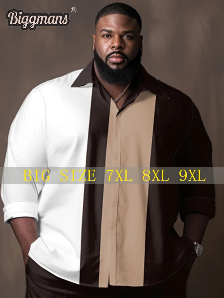 Biggmans Plus Size Men's Long Sleeve Summer Suit Shirt for Big and Tall Fashion