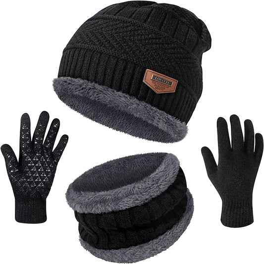 Unisex Thick Knitted Winter Beanie Hat and Scarf Set with Balaclava Mask - 2022 Fashion Collection