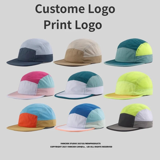 Personalized Quick-Dry Five-Panel Cap for Men and Women - Stylish Sunshade Baseball Hat for Outdoor Activities