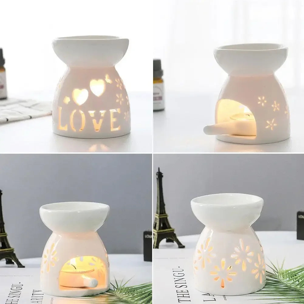 Wax Melt Essential Oil Burner - Ceramic Aroma Burner Diffuser Holder, Aromatherapy Tarts & Assorted Wax Scented Candle Warmer