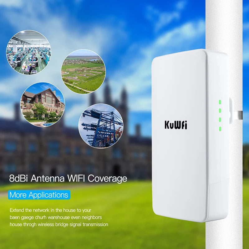 KuWFi Long-Range Outdoor Wi-Fi Extender – Signal Boosting Up to 1KM!