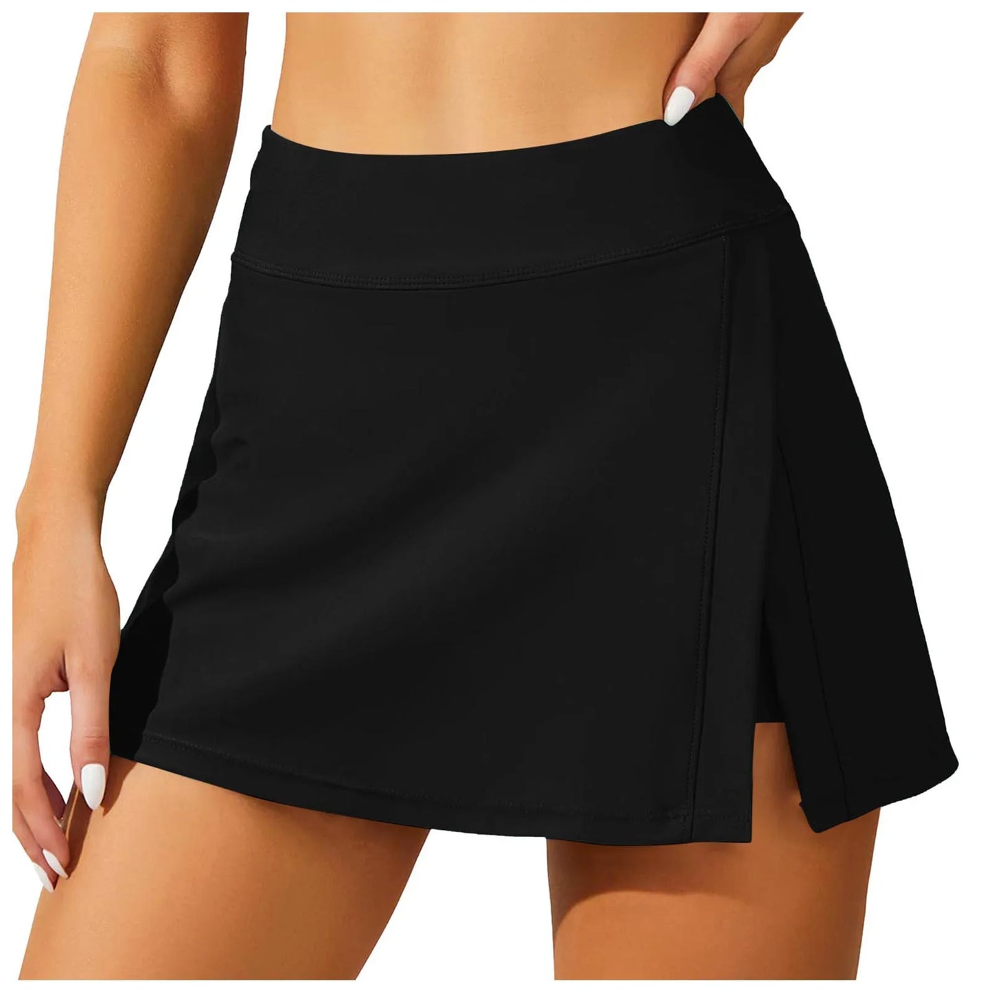 High-Waisted Women's Swim Skirt with Built-In Shorts - Stylish Split Bikini Bottoms for Summer Swimming