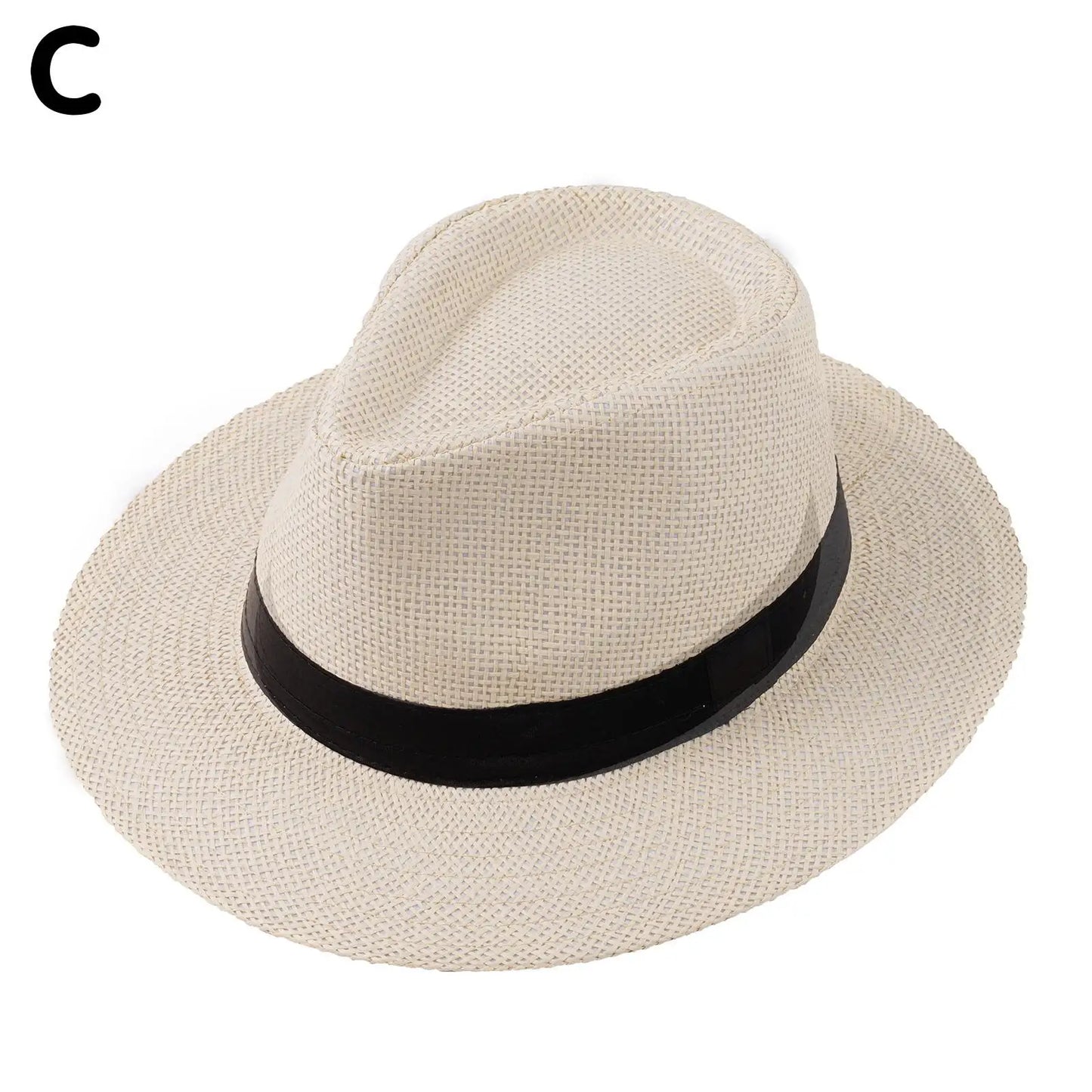 Chic Unisex Wide Brim Panama Straw Hat with UV Protection for Summer Beach Style