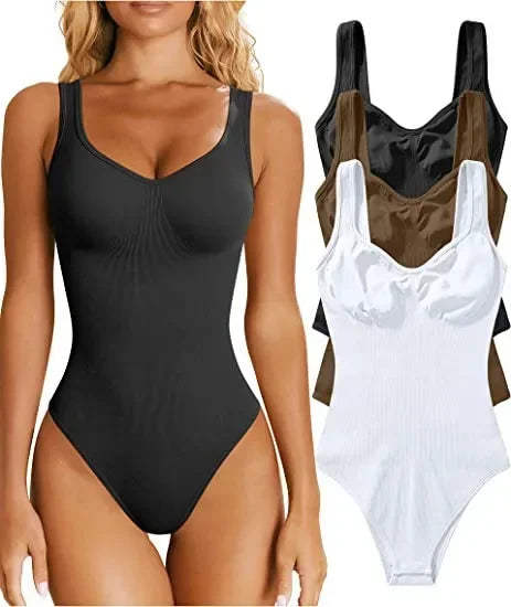 Seamless Tummy Control Bodysuit with Square Neck and Thong Design for Modern Women - 2023 Edition