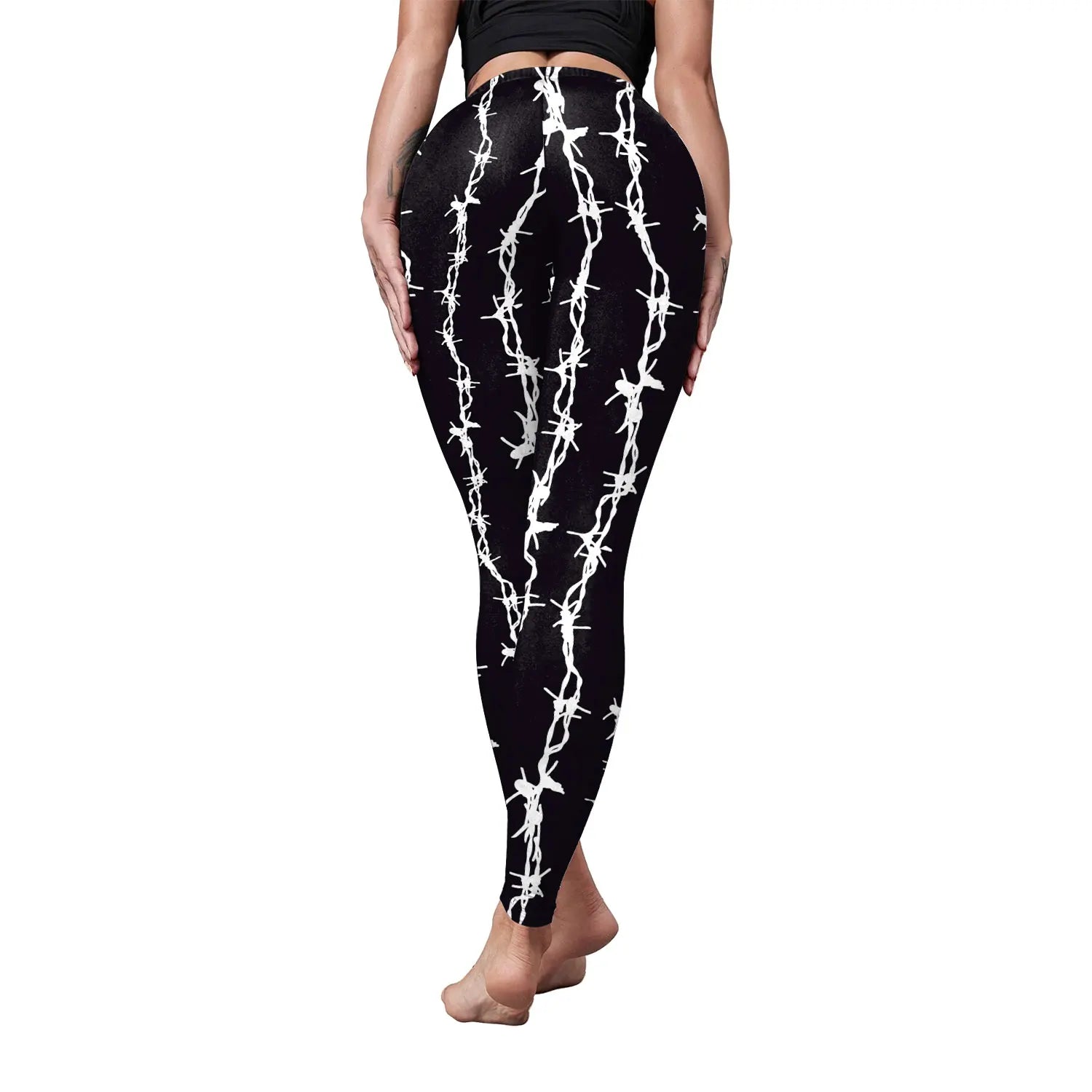 Gothic Enchantment 3D Scar Women’s High Waist Leggings with Divination Print - Sexy Stretch Ankle Pants for Yoga and Casual Wear