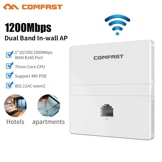 1200Mbps High-Speed Dual Band In-Wall Wi-Fi Access Point for Enhanced Connectivity