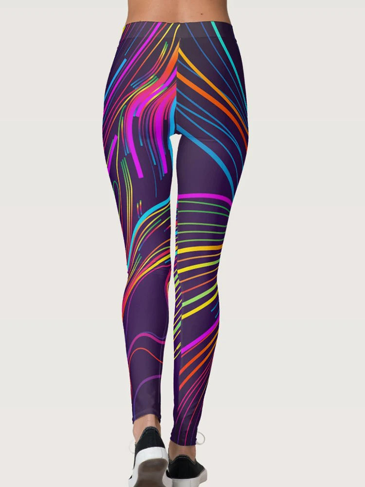 Women's High-Waisted Digital Print Fitness Leggings for Active Lifestyle