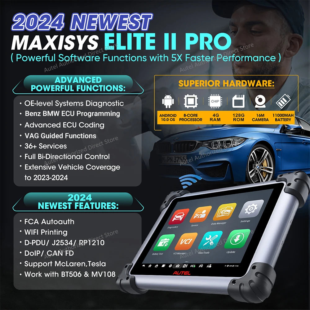 Autel MaxiSys Elite II PRO High-Performance Automotive Diagnostic & Programming Tool with 38+ Reset Functions, Bi-Directional Testing, and Multi-Language Accessibility