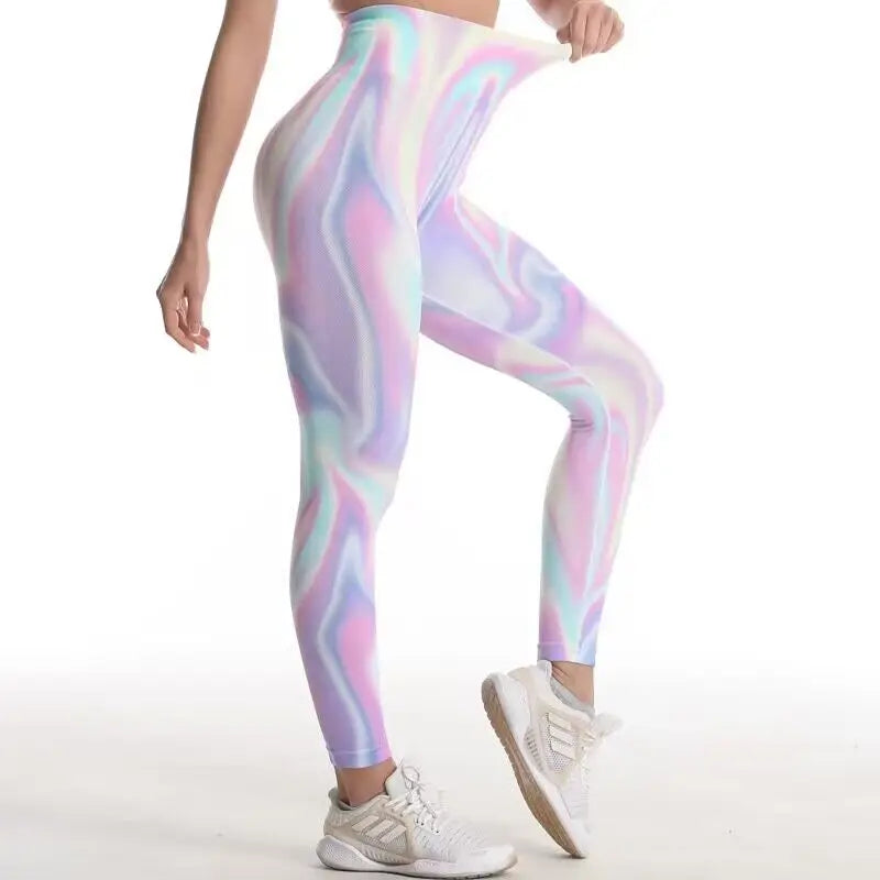 Gradient Tie-Dye Seamless High-Waist Leggings for Women - Butt Lift Yoga & Gym Tights