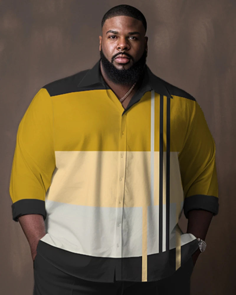 Biggmans Plus Size Men's Long Sleeve Summer Suit Shirt for Big and Tall Fashion