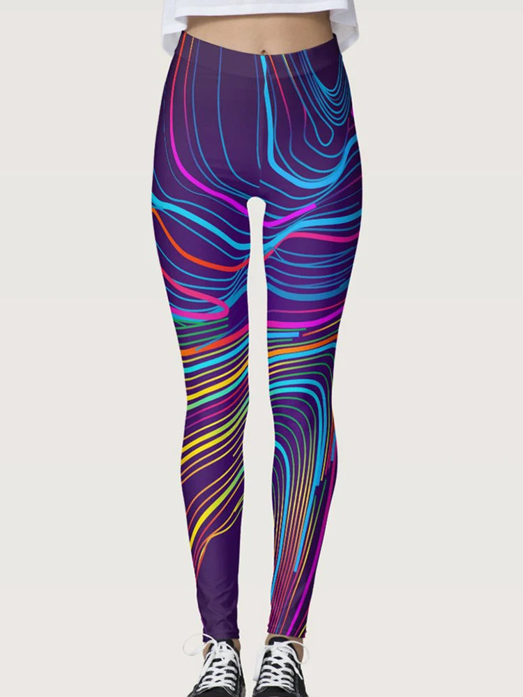 Women's High-Waisted Digital Print Fitness Leggings for Active Lifestyle