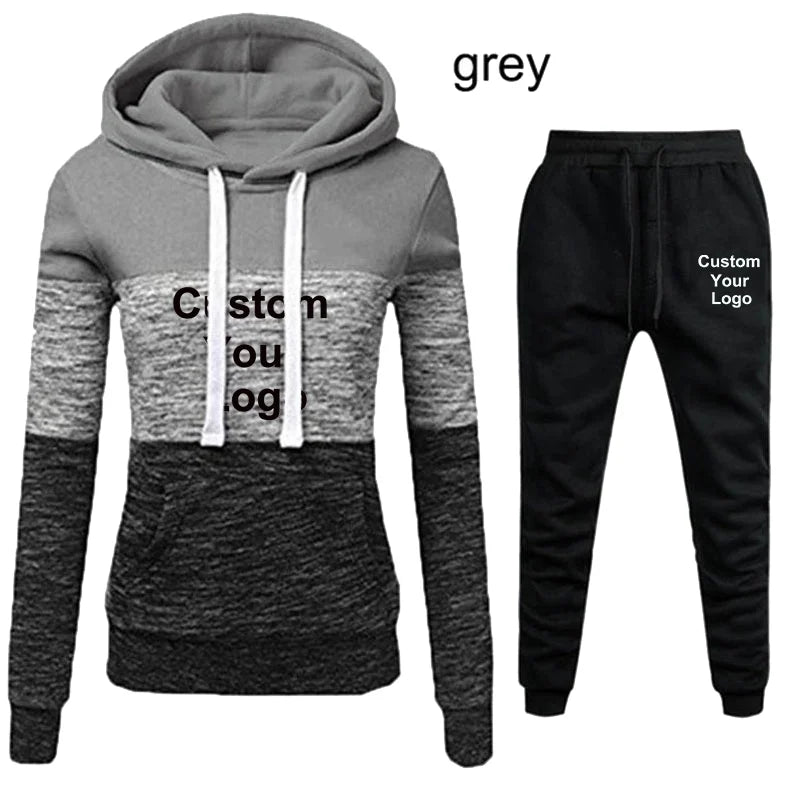 Personalized Women's Jogging Tracksuit: Custom Logo Hoodie & Sweatpants Set