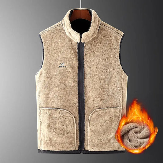 Men's Cozy Fleece Vest Jacket - Casual Sleeveless Waistcoat for Autumn and Winter, Available in Big Sizes up to 8XL