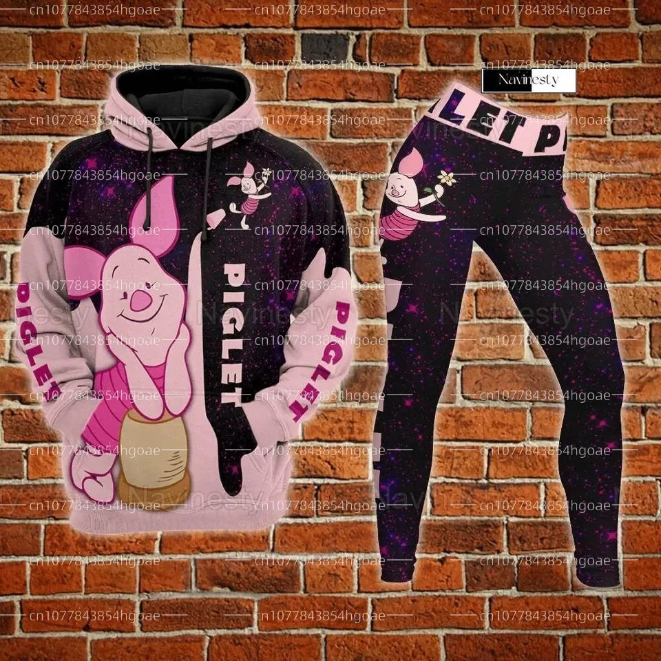 Customizable Disney-Inspired Women's Hoodie and Legging Set for Yoga and Sports Fashion 2024