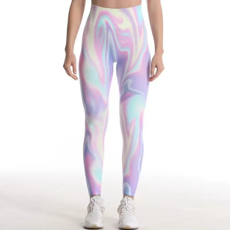 Gradient Tie-Dye Seamless High-Waist Leggings for Women - Butt Lift Yoga & Gym Tights