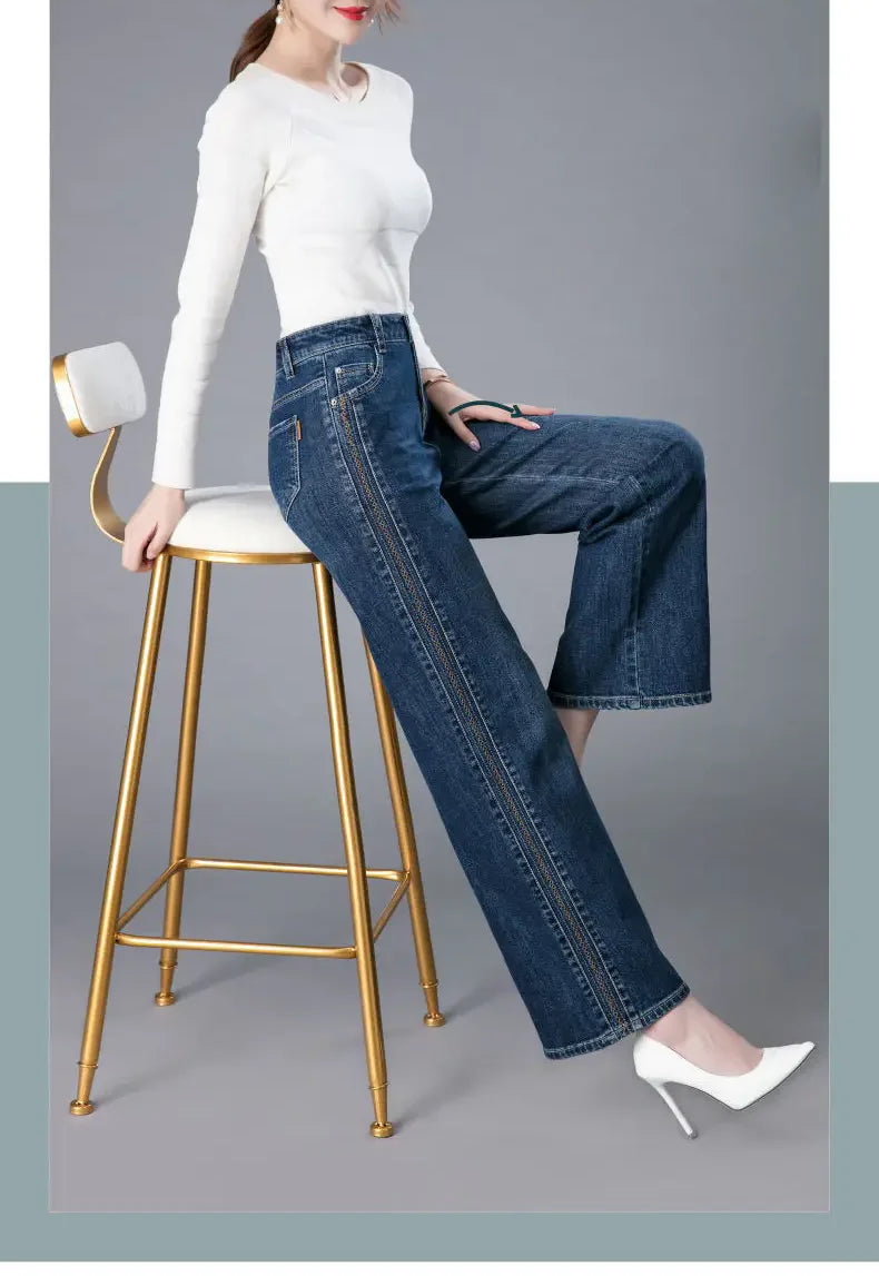 High Waist Stretch Straight Jeans Korean Fashion Streetwear Y2k Jean Women New Trousers Style Women's Clothes 2024 Reviews Many