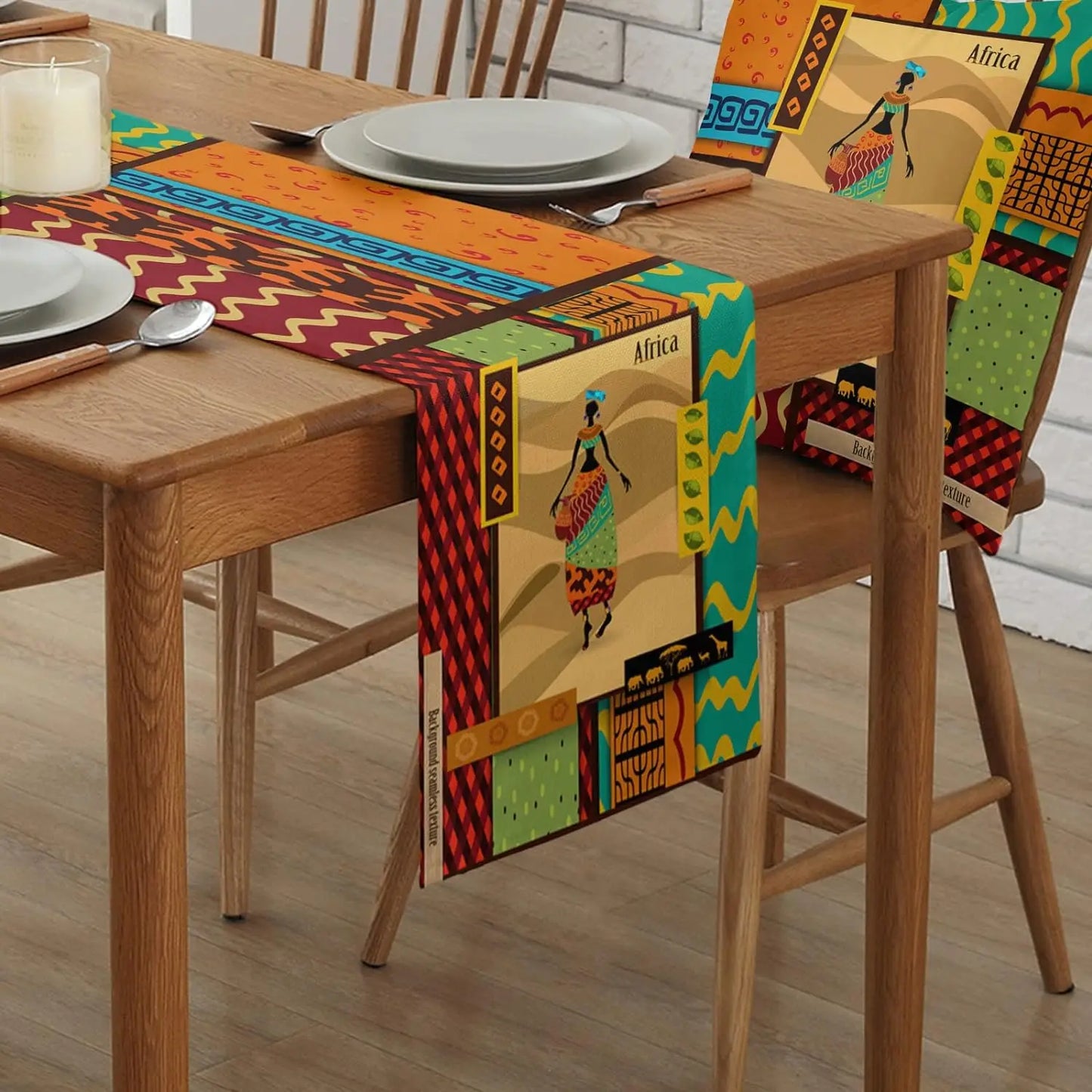 African Girl Linen Table Runner Dresser Scarves Table Decor Reusable African Element Kitchen Dining Table Runners Party Decor