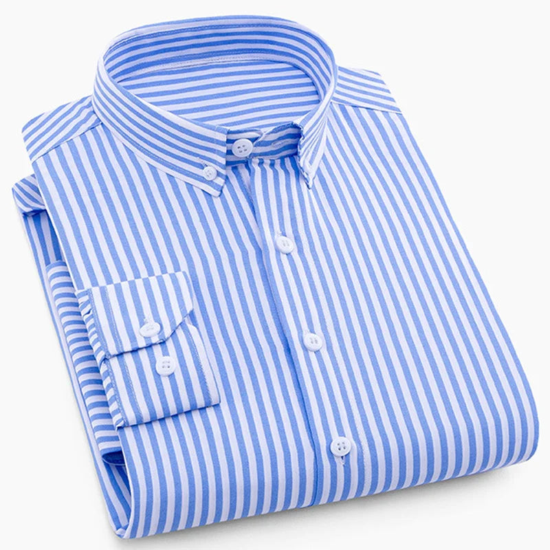 Premium Striped Long Sleeve Formal Shirt for Big and Tall Men - Spring/Summer Collection