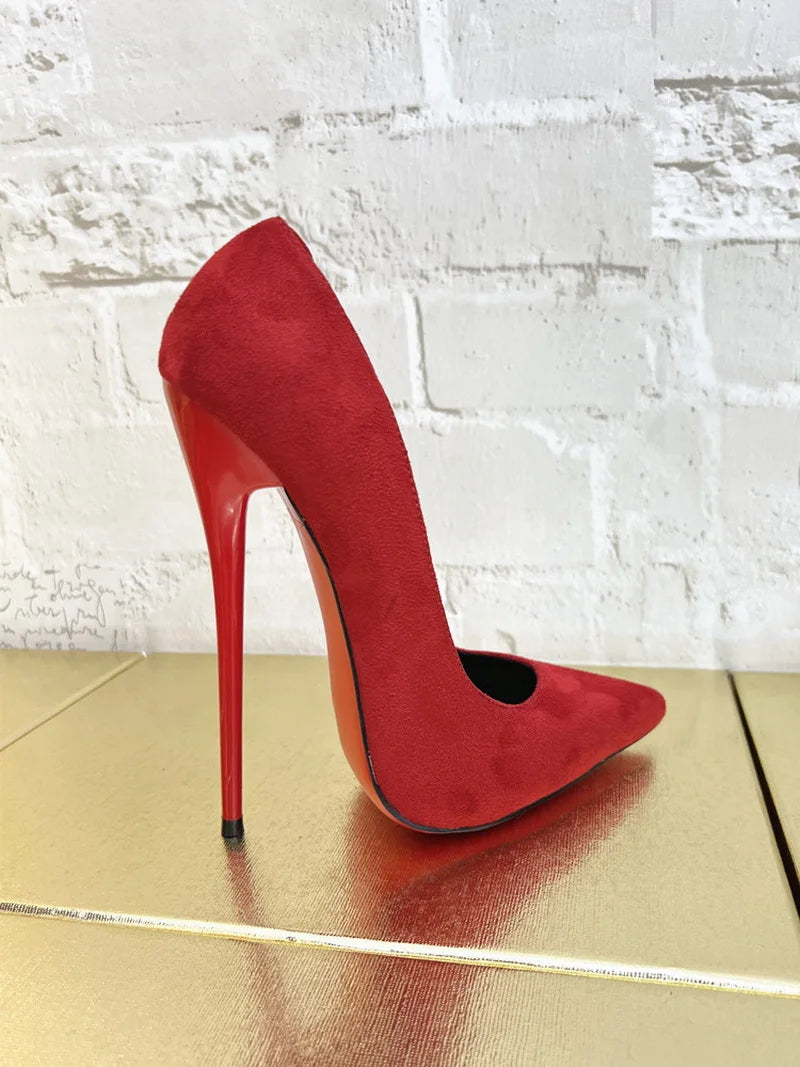 CACA 16CM Cashmere Stiletto Heels for Women - Chic Ankle Strap Dance Pumps in Red, Black, and Brown